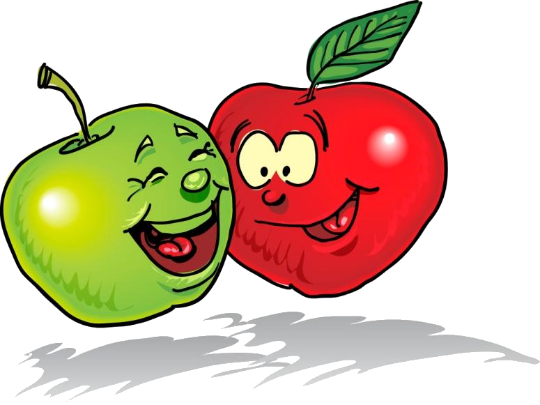 Smiling cartoon apples